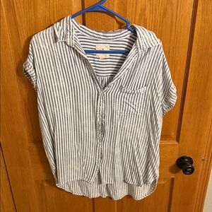 American Eagle Outfitters Navy and White Striped Shirt